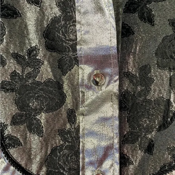 vintage metallic western Glam silver Lume embroidered cowgirl button up shirt - Image 8