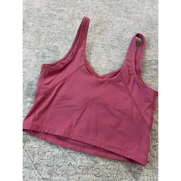 Pink Workout Cropped Align Tank Longline Sports Bra Rose Red Women S - Image 4
