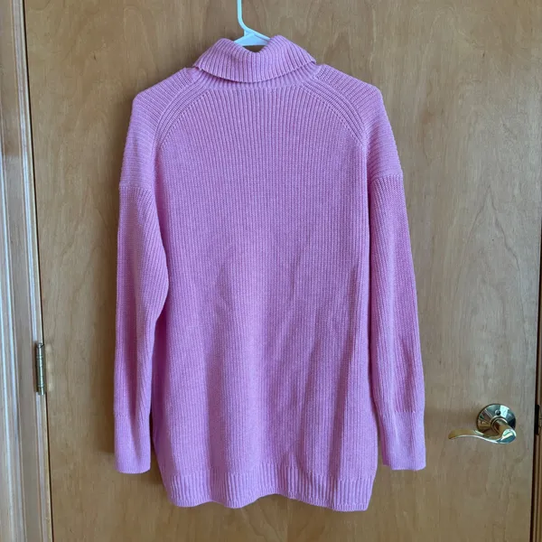 J. Crew Pink Ribbed relaxed turtleneck‎ sweater Cotton Cashmere Blend Size S - Image 5