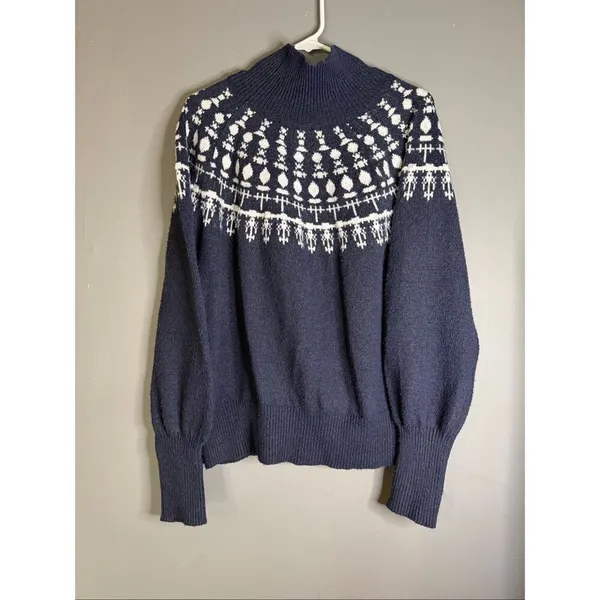 Free Assembly Navy White Sweater with Mock Neck Womens XXL - Image 6