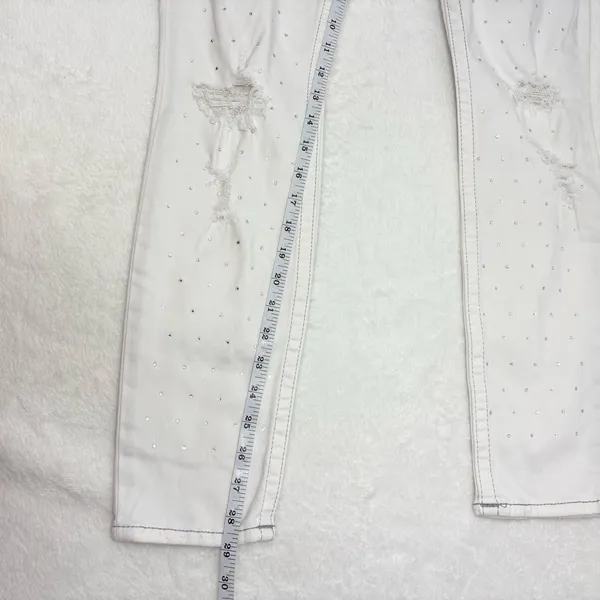 True Religion Curvy Skinny White Distressed Crystal Jeans Size‎ 34 - Image 12