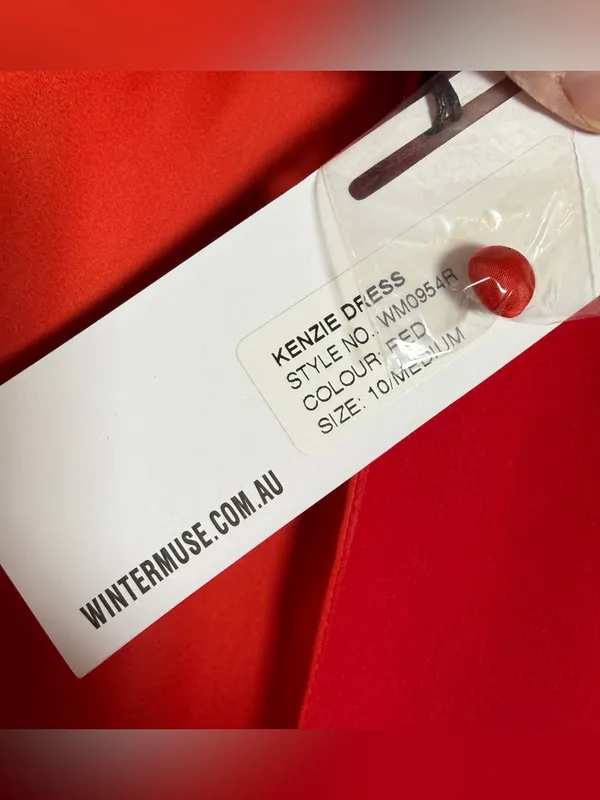 NWT WNTRMSE Kenzie Satin‎ Mini Dress in Red Open Back Mock Neck, US 6 ($245) - Image 10