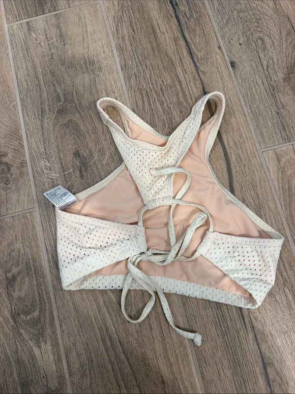 Billabong Women’s High Neck Mesh Bralette in Cream bathing suit top - Image 2