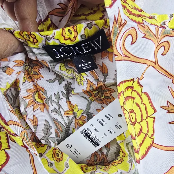 J. Crew NWT Open-back halter top in sunset rose block print Floral White‎ Size S - Image 7