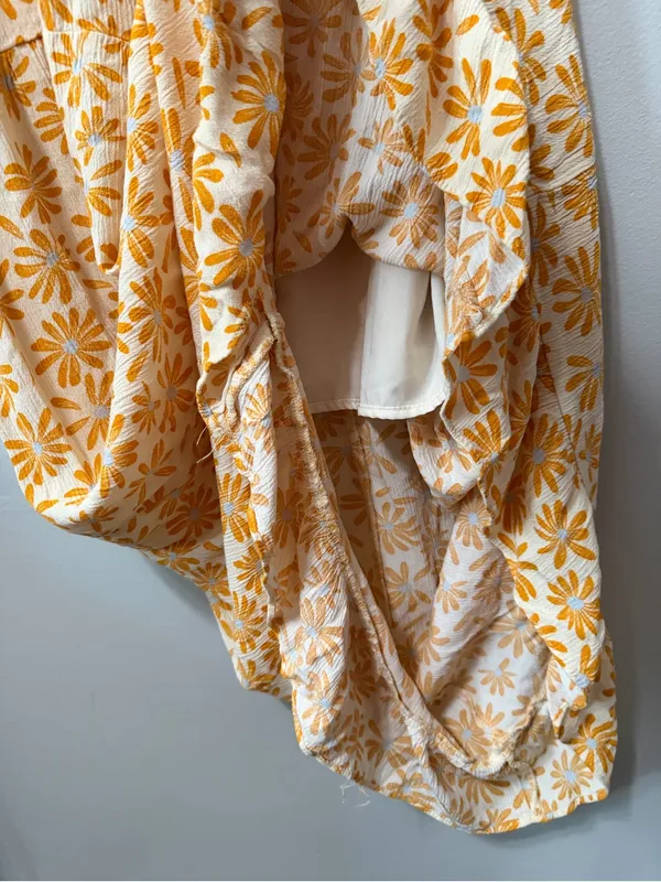 Love Tree Sleeveless Floral Midi Length Dress in White and Orange Size L - Image 8