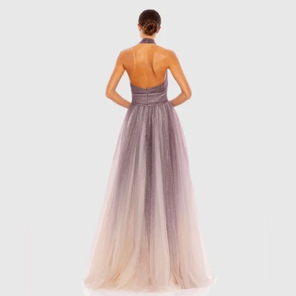 Mac Duggal 20376 Glitter Ombre Halter Neck Ballgown Maxi Dress size 8 Purple New - Image 11