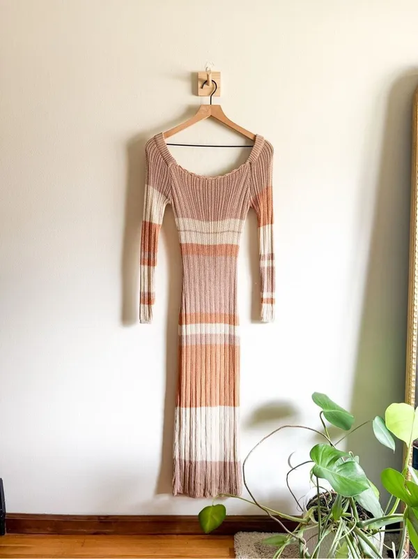 Peppermayo Scoop Neck Long Sleeve Crochet Maxi Dress Size XS/S - Image 3