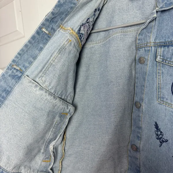 Disney Blue‎ Jean Jacket with Embroidered Designs - Image 5