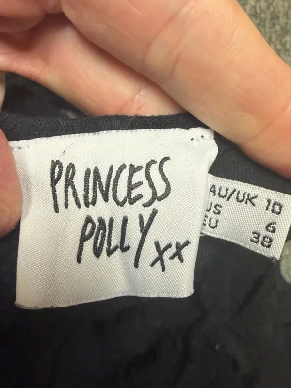 Princess Polly Black Mini Babydoll Dress Open Tie Back Muslin Cotton Gauze 6 - Image 9