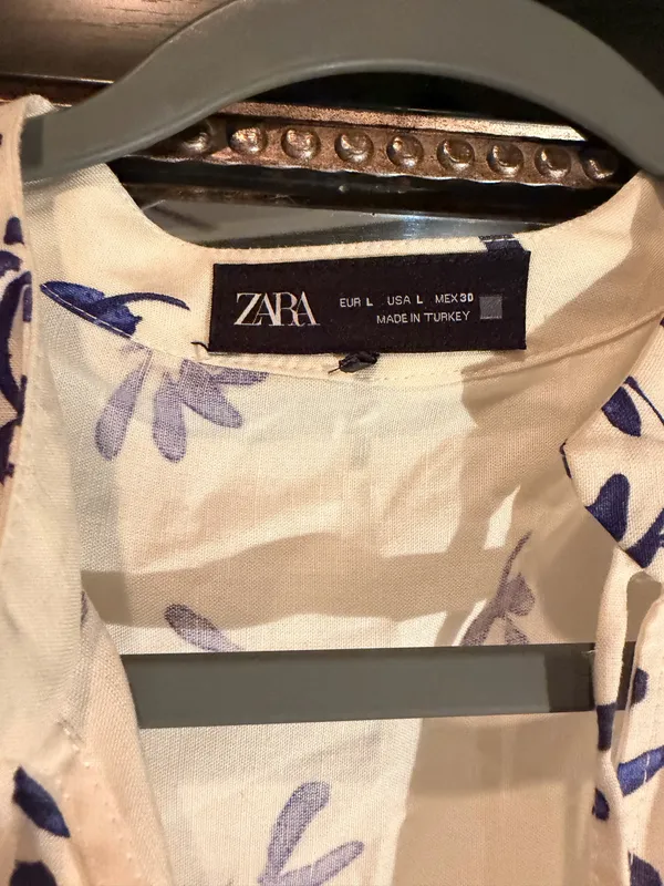 Zara blue and white boho tunic mini dress - Image 2