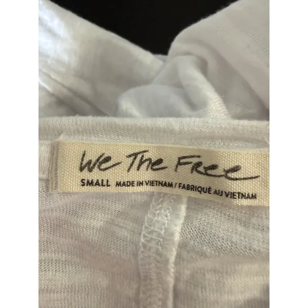 We The Free Free People White Ruched Puff Sleeve Slub‎ Knit Tee Top Small - Image 5