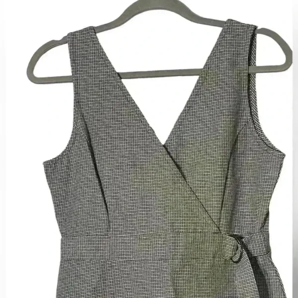 Takara Y2K Brown Houndstooth Surplice‎ Wrap Dress Size 7 Preppy Academia Twee - Image 3