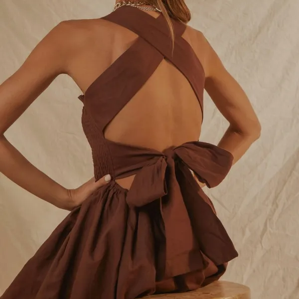 Peppermayo Chocolate Backless Dress - Image 2