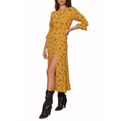 Reformation Winslow Floral Midi Dress Yellow Blue Slit Size 0 - Image 12