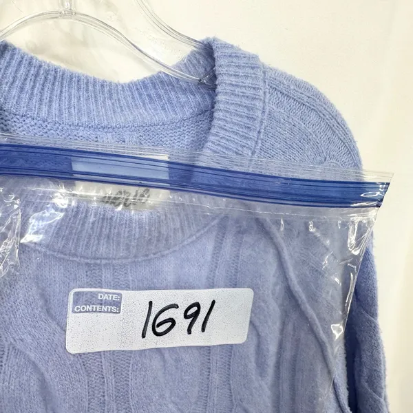 Aerie Small Sweater Cable Knit Periwinkle Blue Raglan Crew Academia Preppy 1691 - Image 10