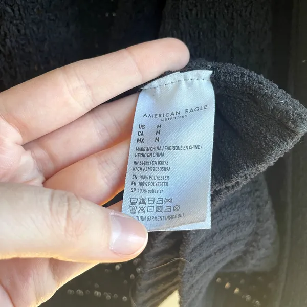 American Eagle black waffle knit lightweight cardigan sweater pockets women's M‎ - Image 4