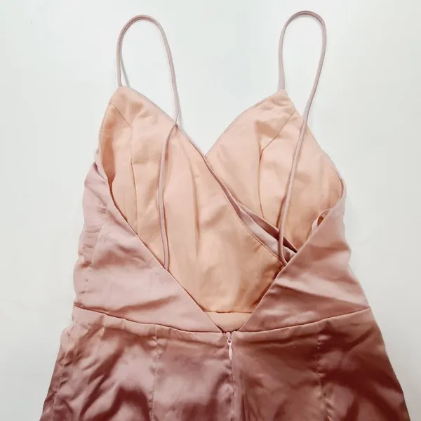 Superdown Kimora Satin Pleated Dress in Blush XS - Image 8