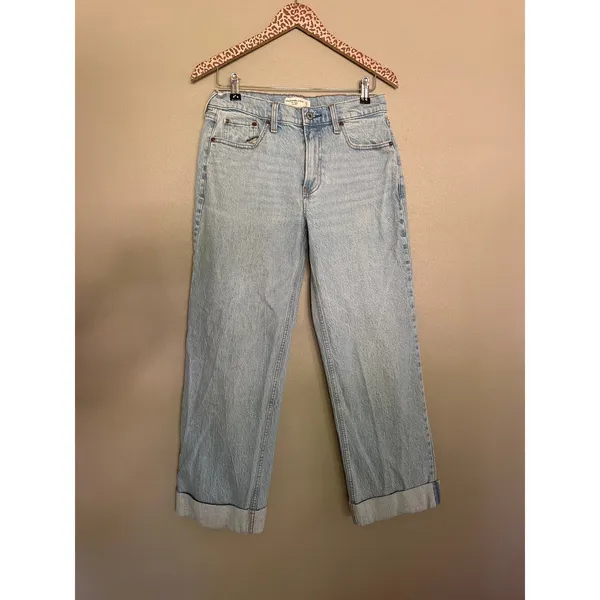 ABERCROMBIE & FITCH The Baggy Low Rise Cuffed Jeans Size 27 / 4 Short - Image 2