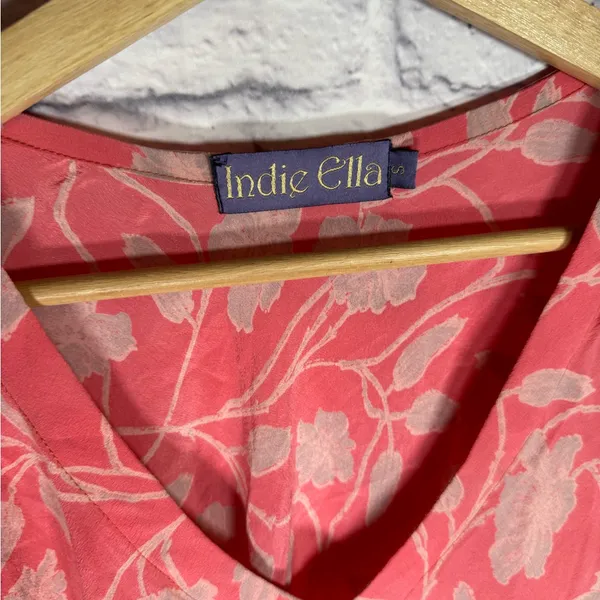 Indie Ella Bohemian pink floral‎ silk dress women’s size small - Image 3