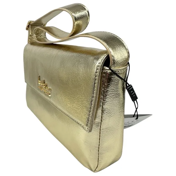 NICOLE‎ MILLER Vegan Leather Metallic Gold Evening Bag Purse Handbag NEW - Image 5