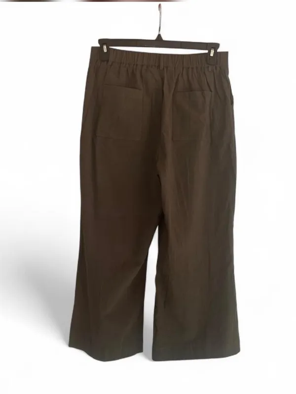 Hunter Green Wide-Leg Women's Dress Pants Flat Front with Pockets - Image 3