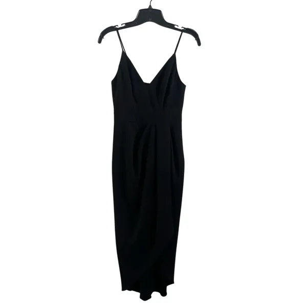 BHLDN Caron Midi Dress Black Size 0 Sleek Formal Cocktail Wedding‎ Guest Chic - Image 3