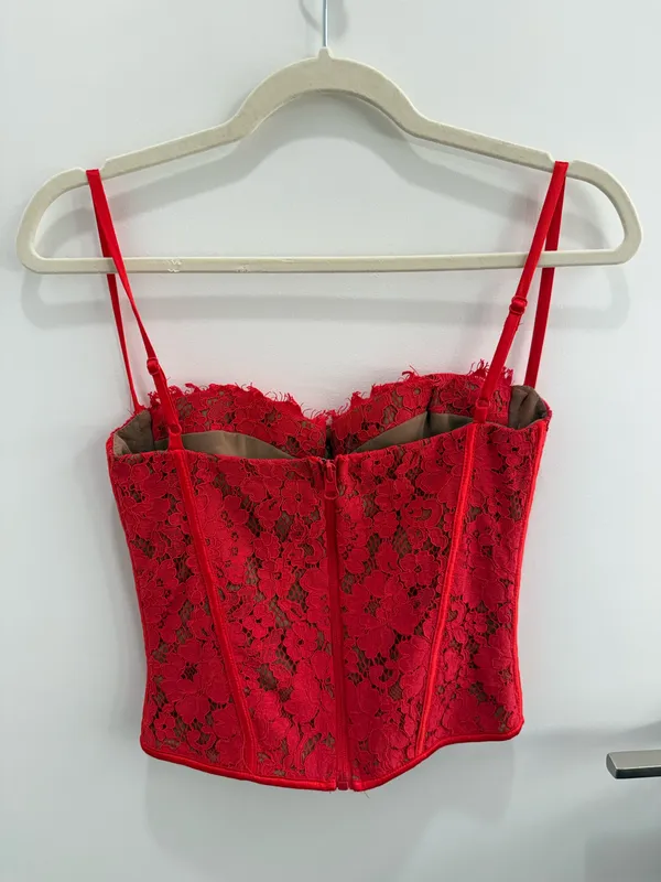 Mixology Red Lace Bustier Crop Top Size Small - Image 3