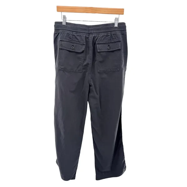 GAP‎ Khaki Ribbed Wide Leg Pull On Pants Cropped Lounge Minimalist Soft Black M - Image 5