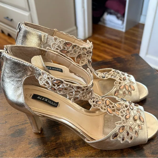 Alex Marie Metallic Embellished Heels - Image 3