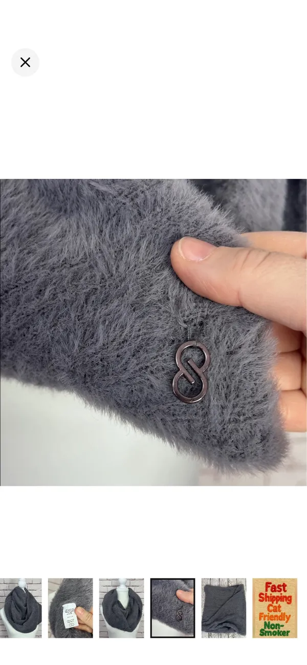 Calia Fuzzy Snood in Shark Gray/Purple Infinity Scarf Like New. Stretchy and super soft. Between a gray and a smokey purple. - Image 5