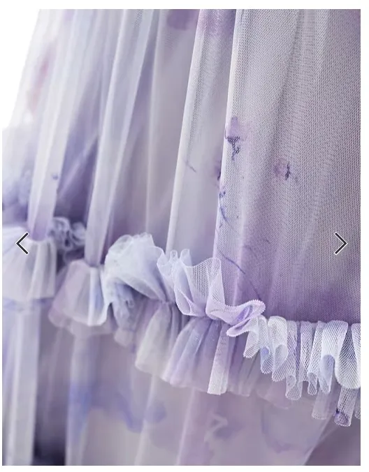 As Seen On Screen Lace & Beads Petite long sleeve ruffle maxi dress in soft lilac floral - Image 3