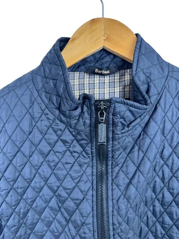 Barbour Navy Quilted Gilet Vest Size 14 Flyweight Diamond Quilt Tailored Class - Image 3