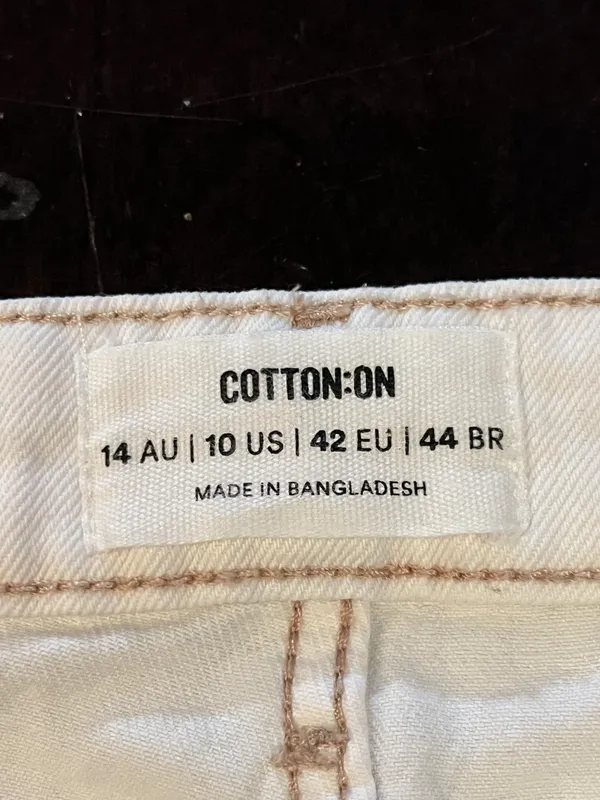 Cotton On Cargo Wide Leg Jeans Womens 10 White Light Wash Relaxed Denim - Image 10