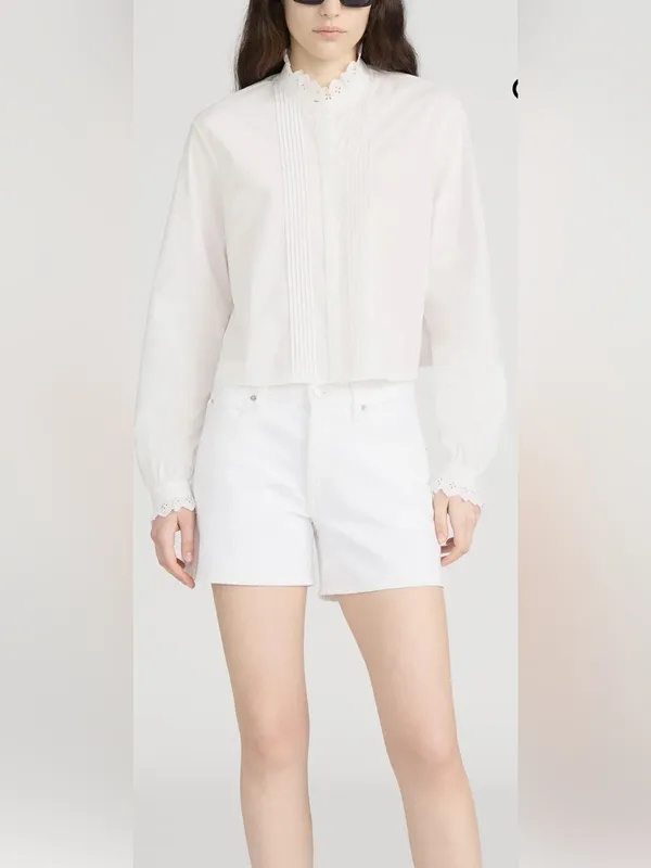 Frame Denim White Mid-Rise Denim Shorts - Image 2