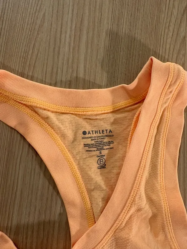 Athleta Racerback Tank Top Small Yellow 100% Nylon Textured Pull Over Bright - Image 2