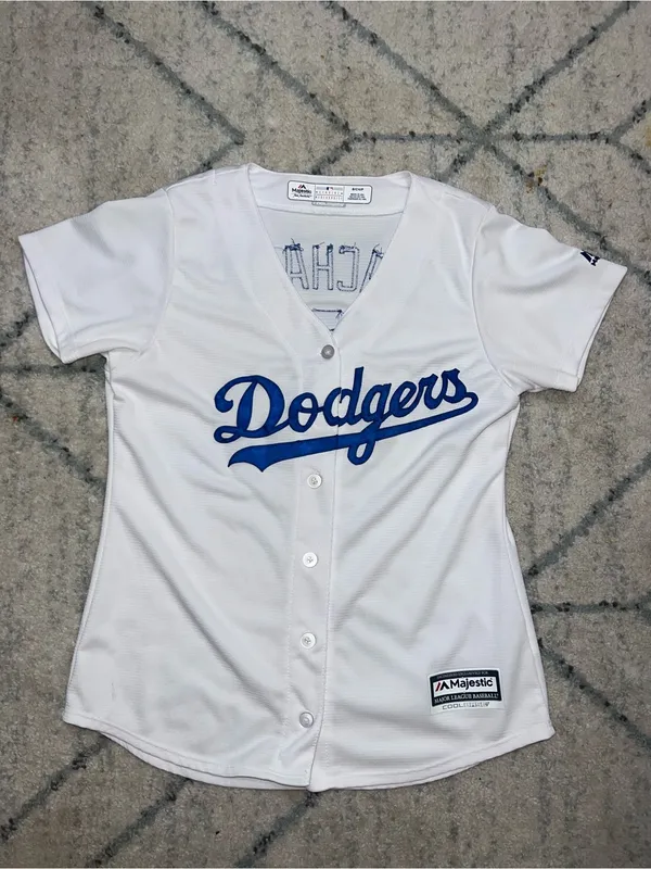 Size S Women’s majestic dodgers home Jersey machado 8 White - Image 2