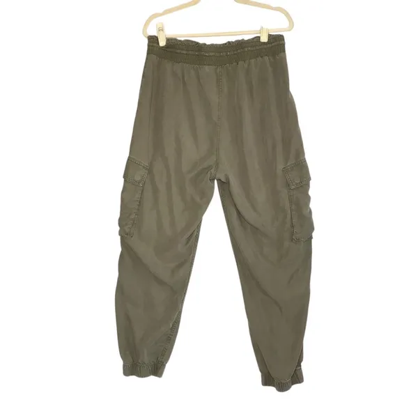 ABERCROMBIE & FITCH Paperbag Tencel Cargo Pant Jogger Sz L Burn Olive Grunge Y2K - Image 6