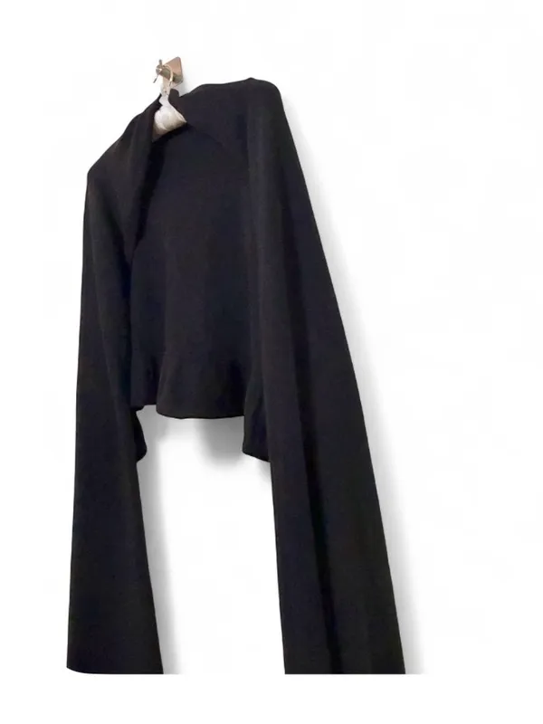 Evelyn Grace Women’s 100% Cashmere Ruffle Shawl Black One Size One Size - Image 6