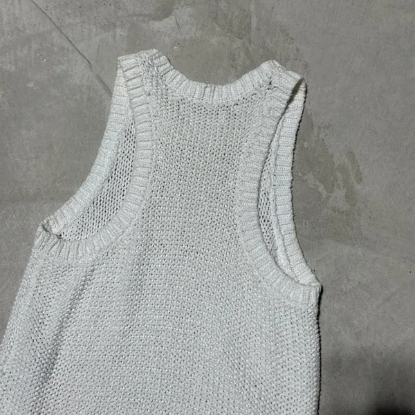 VTG Abercrombie Fitch Cream Knit Sleeveless Mock Neck Sleeveless Sweater Tank XS - Image 9