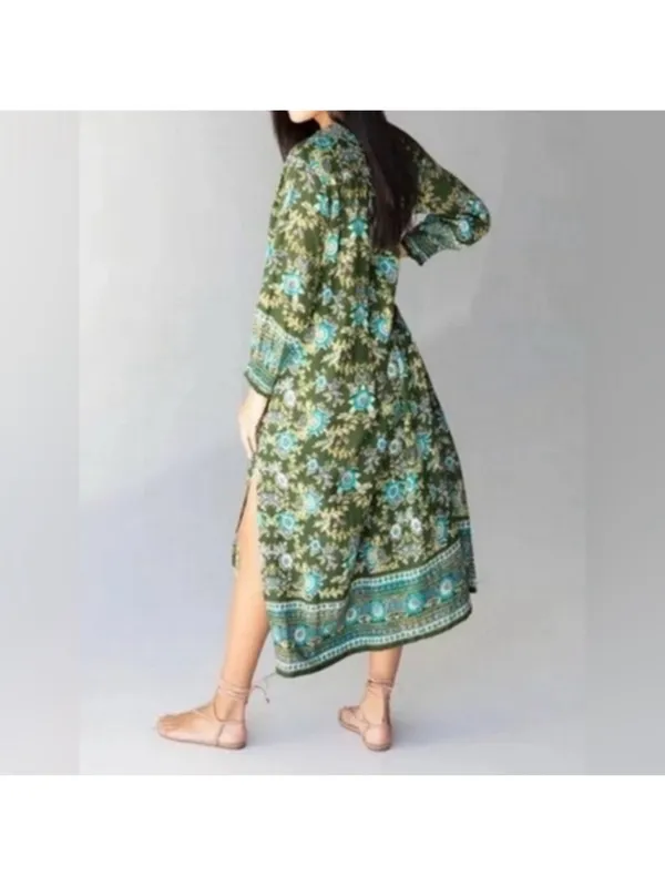 Natural Life Green Floral boho Maxi Dara Dress - Image 2