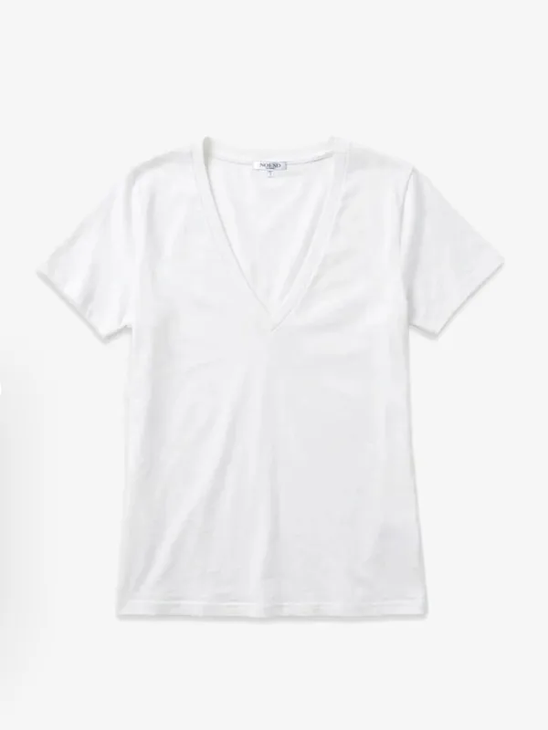 No End Denim Supima Cotton Deep V-Neck Tee White Small $59 - Image 2