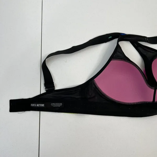 Victoria’s Secret PINK Active Sz M Sport Bra Ultimate Lightly Lined Black Floral - Image 8