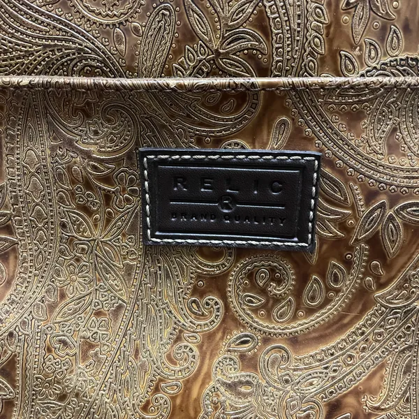 Fossil Relic by Brown and Tan Paisley Embossed Vegan Leather Purse Handbag - Image 4
