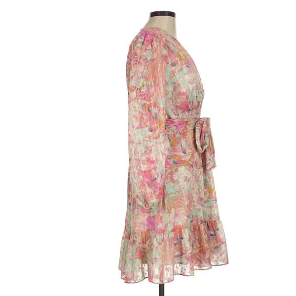 Alex Marie Floral‎ Chiffon Dress Womens 6 Pink Green garden party romantic - Image 3