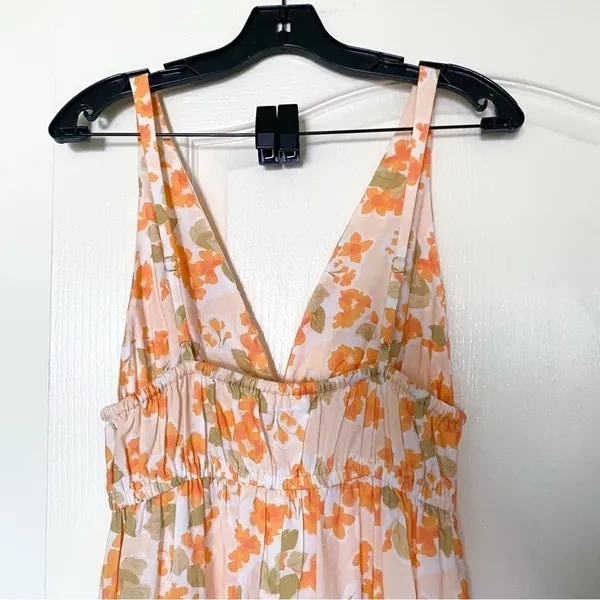 Peony Dress‎ Vacation Cotton Floral Lightweight Summer Maxi Pastel Orange M EUC - Image 7