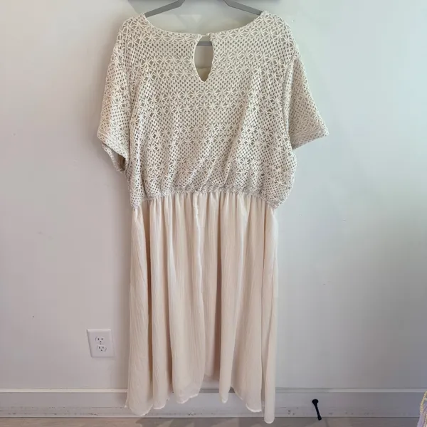 NWT Hayden Los Angeles Cream Crochet Lace‎ Mix Media Midi Dress 3XL - Image 7