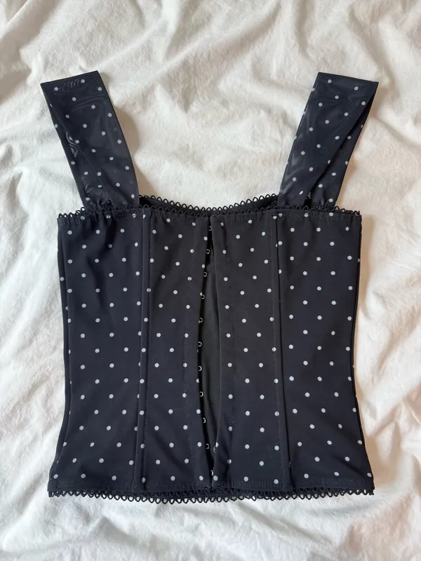 Edikted Black Polka Dot Bustier Corset Top - Image 3