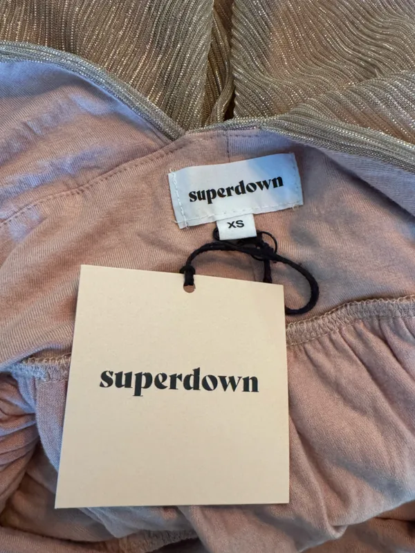 SuperDown Plunging V-Neck Sparkle Mini Dress in Rose Metallic xs nwt - Image 12