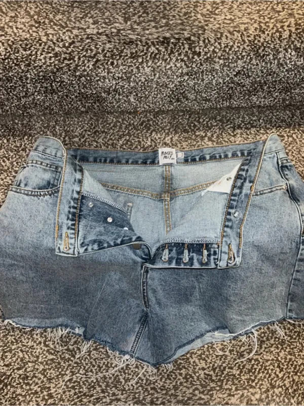 Princess Polly Light Blue High-Rise Denim Shorts - Image 4