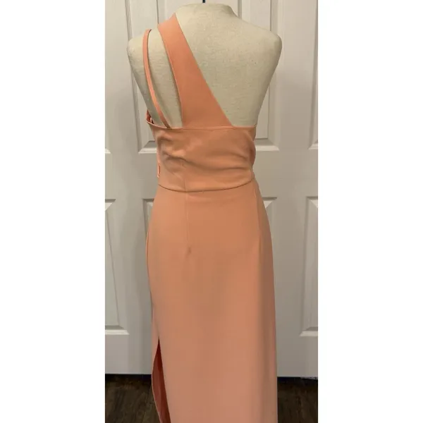Abercrombie & Fitch NWT Bridesmaid Dress Sz MED Peach Asymmetric‎ Formal Prom - Image 4